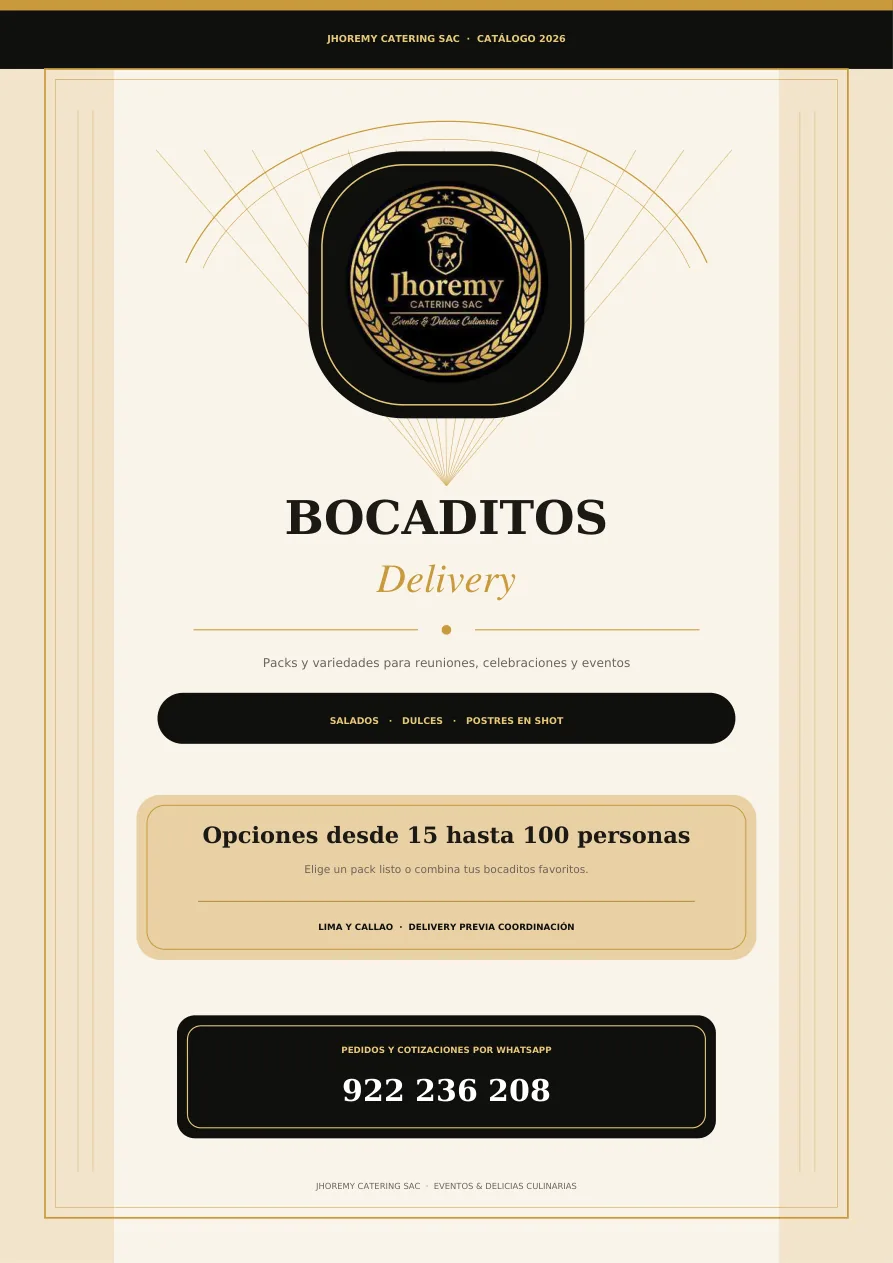 Portada original del catálogo de bocaditos delivery Jhoremy